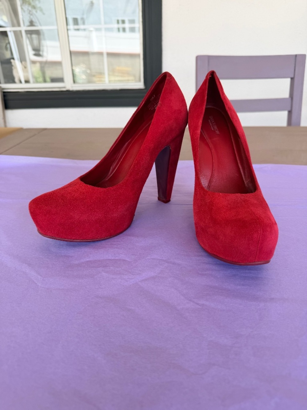 Tara Subkoff Red Suede High Heels Hidden Platforms Pumps Size 8